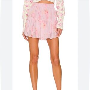 LoveShackFancy NWT Summer morning ruffle mini skirt